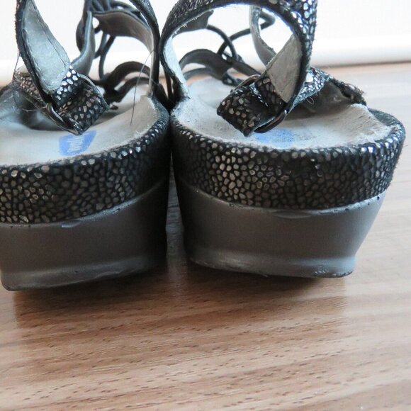 WOLKY Bombi Lace Up Leather Sandals in Black Silver Caviar - Size EU 38 / US 7 - Picture 12 of 16